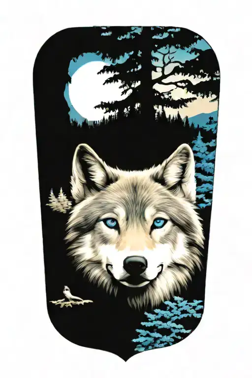 Wolf Blue Eyes Forest Landscape