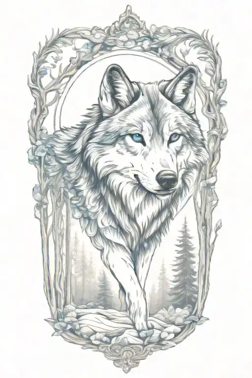Wolf Blue Eyes Forest Landscape