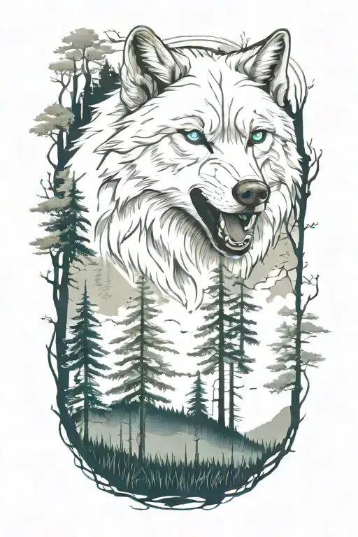 Wolf Blue Eyes Forest Landscape