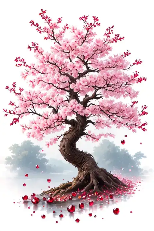 Cherry Blossom Ash Tree Red Ruby Diamond