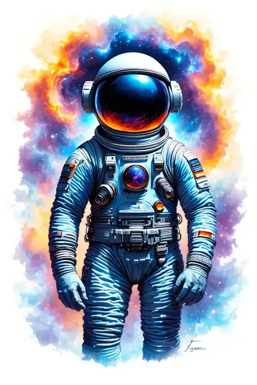 Space Man Surrounded By The Unknown Galaxy At The Big Bang