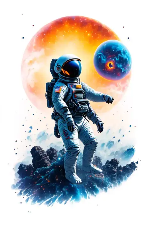 Spaceman Drifting With The Pillars Of Creation In The Background