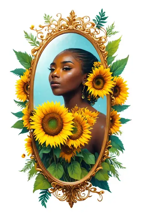 Oshun With Sunflowers And Mirror