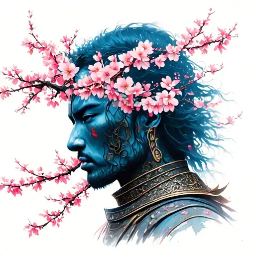 Cherry Blossom Tree And Warrior