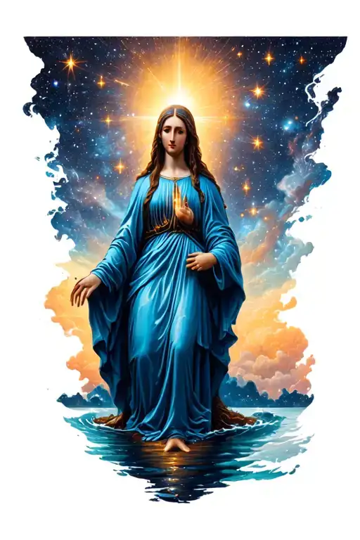 The Virgin Constellation With A Reference To Water In The Background And In Color