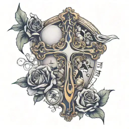 Hope And Faith Tattoo With Cross