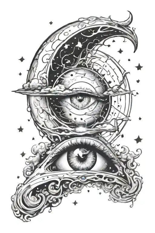 Moon Space Magic Paranormal Ritual Eye Music Love Stars Scare