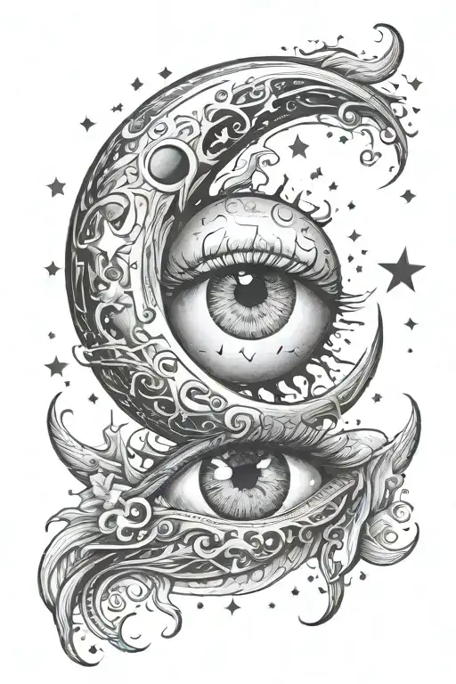 Moon Space Magic Paranormal Ritual Eye Music Love Stars Scare