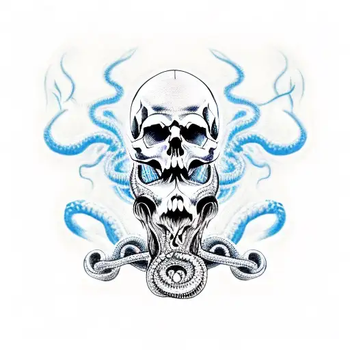 Skull With Snakes And Fire