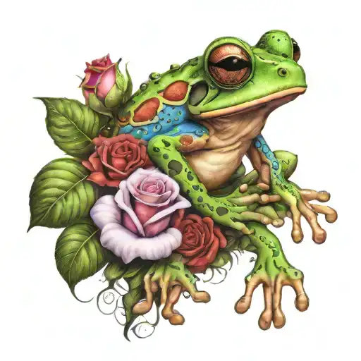 Taino Coqui Frog With Rose Bouquet Wrapped