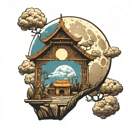 Moon In The Clods Behind A Shrine