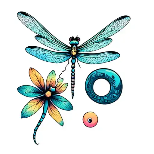 Fine Line Tattoo With Dragonfly And A Semicolon Incorporated