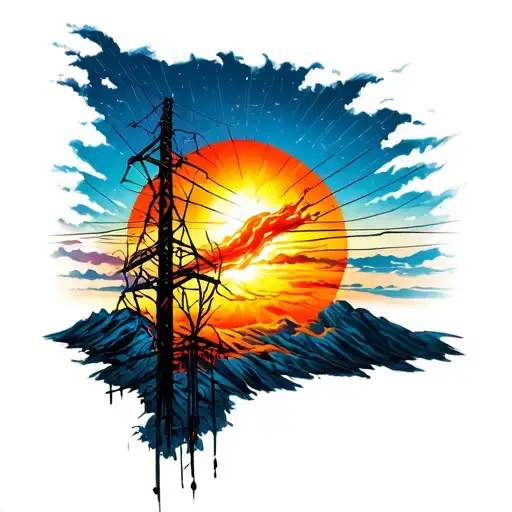 Power Line & Sun Rising