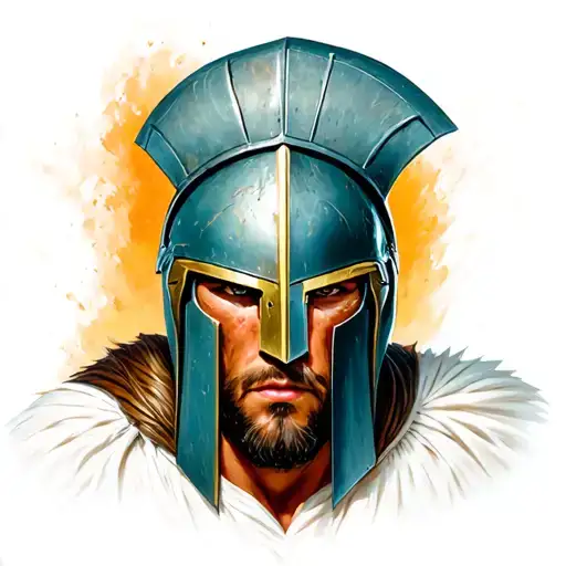 Spartan Warior Looks Tired After Battle