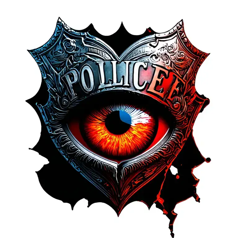 Police Badge Evil Eye Inside Broken Heart