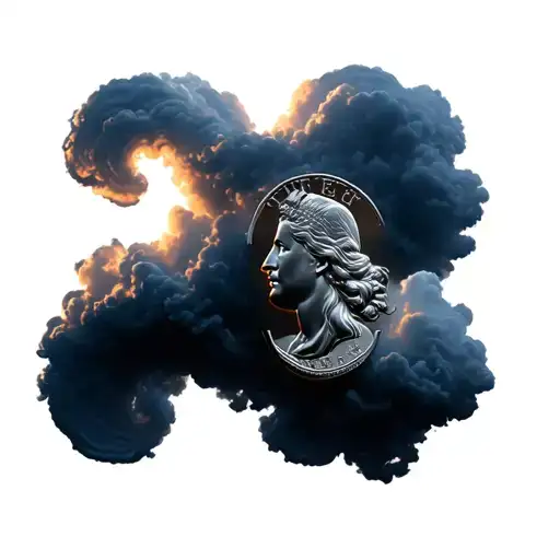 Silver Dollar In A Cloud Shaped Like