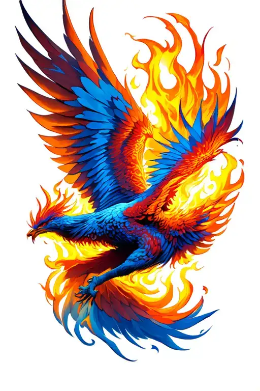 Phoenix Flying From The Spark Of Flame