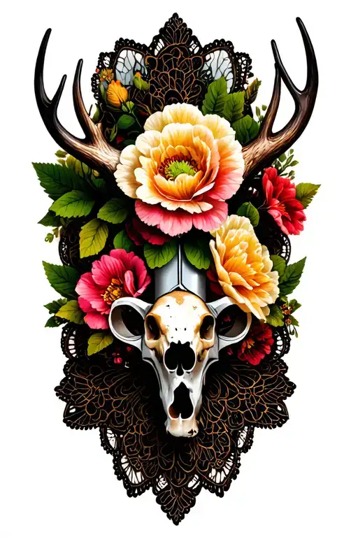 Lace Gun Antler Flower Bow Hunting Scene