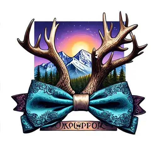 Lace Pistol Antler Mountain Tree Bow Tie