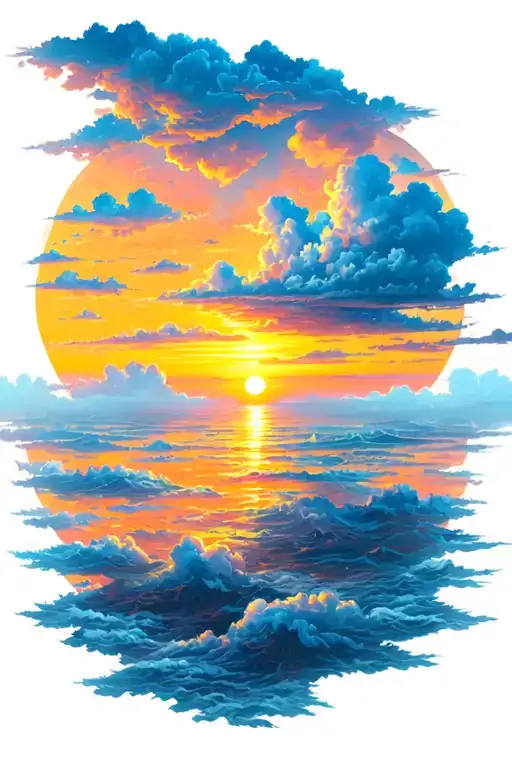 Sunset With Clouds Floating