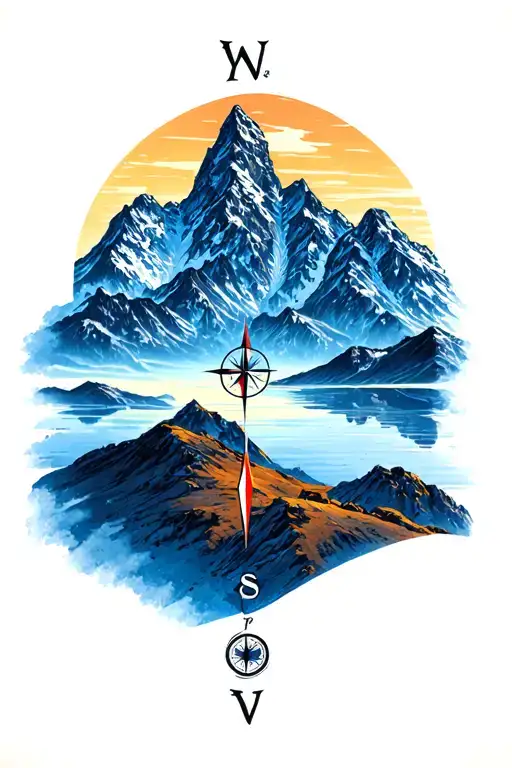 Mountains At Night With Compass And Bike Ride