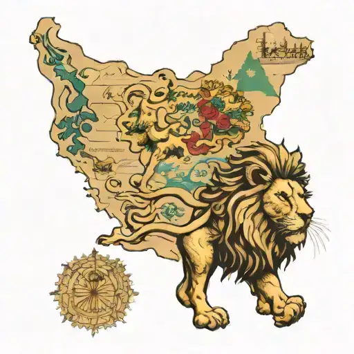 Lion Protects Iran Map And Cyrus