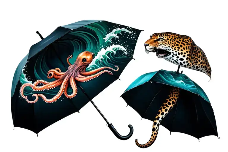 Leopard Octopus Wave Umbrella
