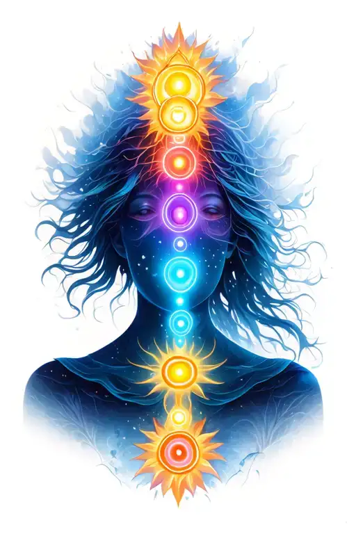 A Background Of Different Shades Of Blue With Chakras Large Half Sleeve On Arm