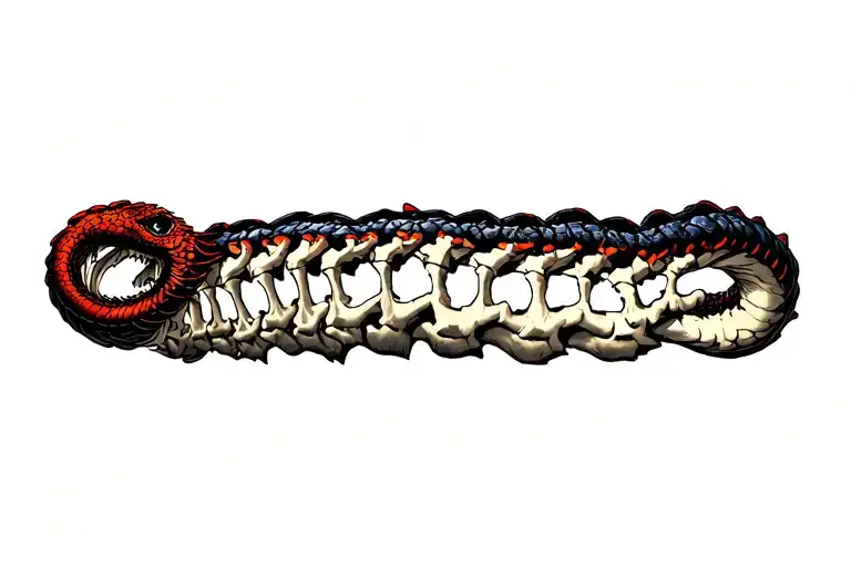 Ouroboros Eating Its Own Tail Revealing A Human Spine