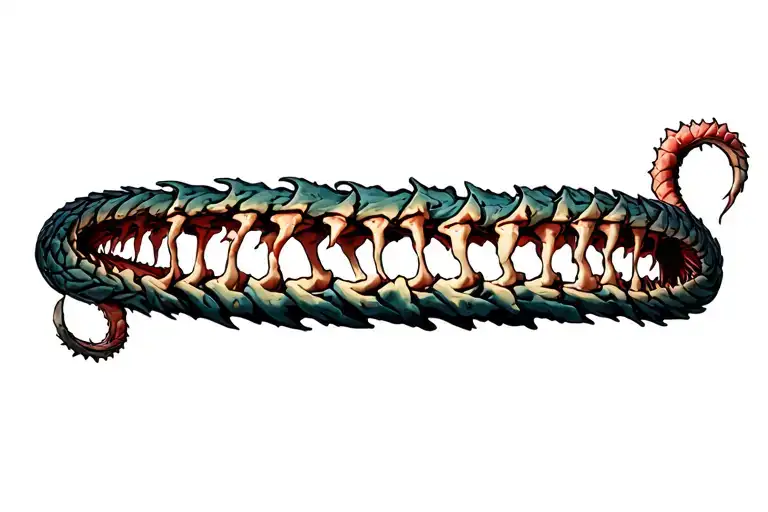 Circular Ouroboros Eating Its Own Tail Revealing A Human Spine