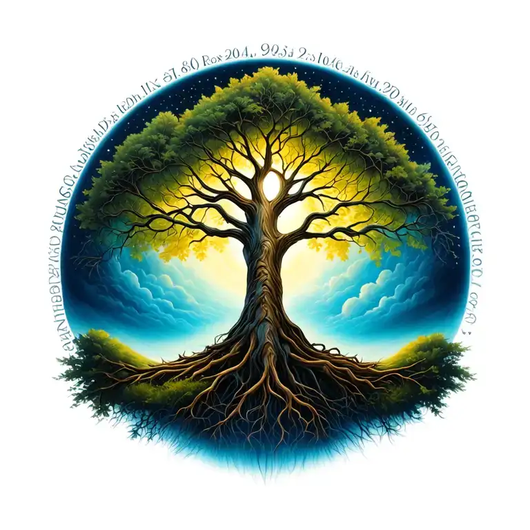 Tree Of Life With Deceased Loved Ones Birth And Death Dates