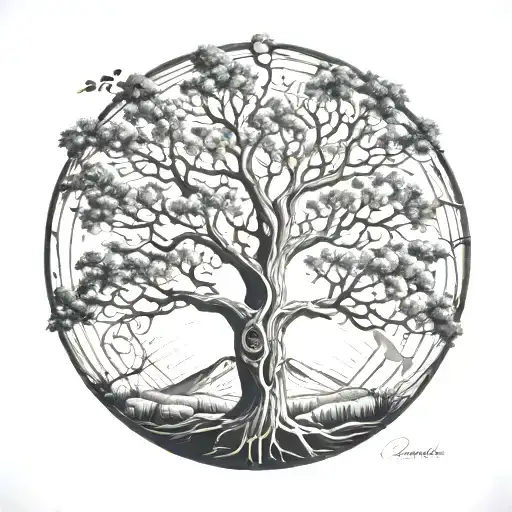 Tree Surrounded By Circle