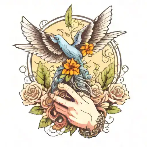 Praying Hands Vines Simple Flower Intertwined