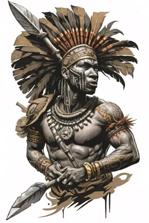African Warrior Wielding Spear