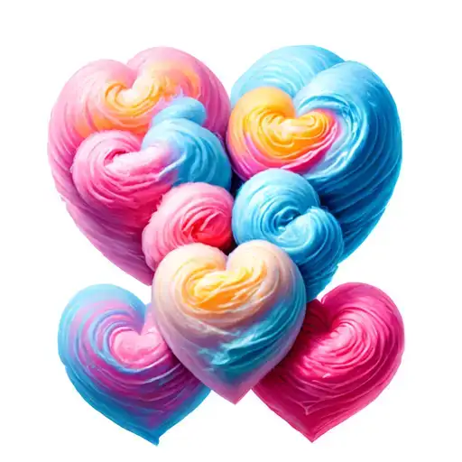 Cotton Candy Hearts Overlapping
