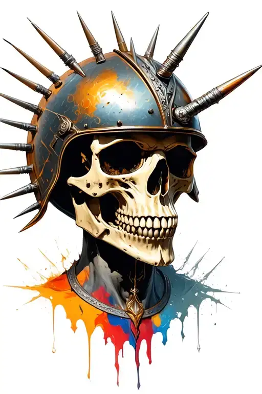Skull With Ares Helmet With Spikes