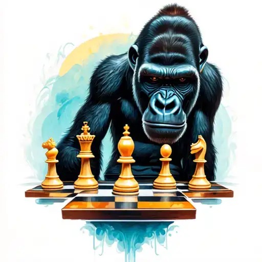 Gorilla And Chess Pieces