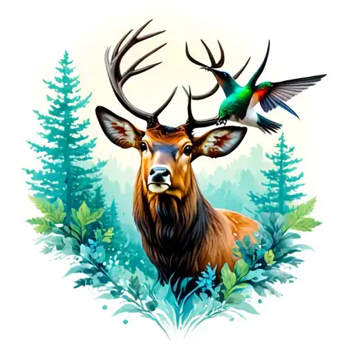 Elk And A Hummingbird