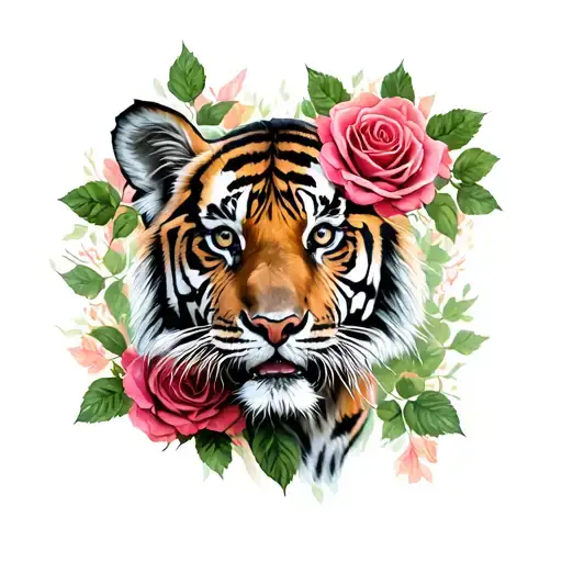 Tiger Cub And Roses