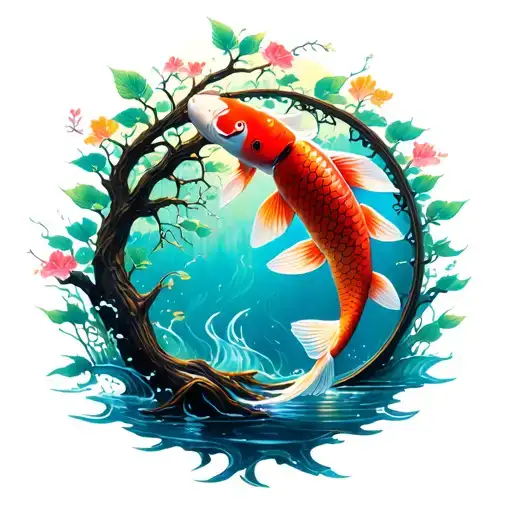 Koi Fish With Name Mikayla And The Tree Of Life Intertwined