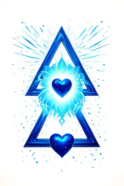 Blue Triangle Shape Surrounding A Blue Heart Symbol
