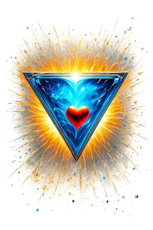 Blue Triangle Shape Surrounding A Smaller Blue Triangle With A Heart Symbol