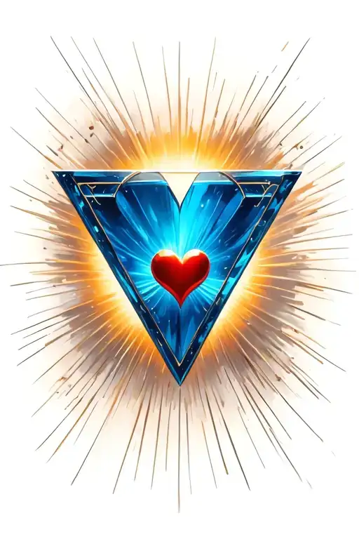 Blue Triangle Shape Surrounding A Smaller Blue Triangle With A Heart Symbol
