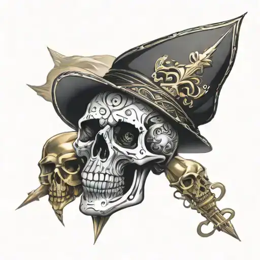 Queen Of Spades With Santa Muerteya King Of Spades With Captain's Skull In Cap