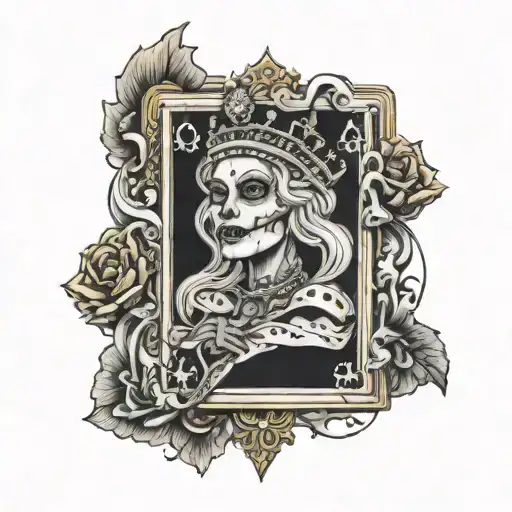 Queen Of Spades With Santa Muerteya To Sketch Black