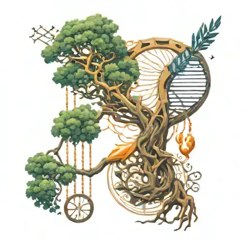 Tree Of Life Surrounded By A Dna Chain