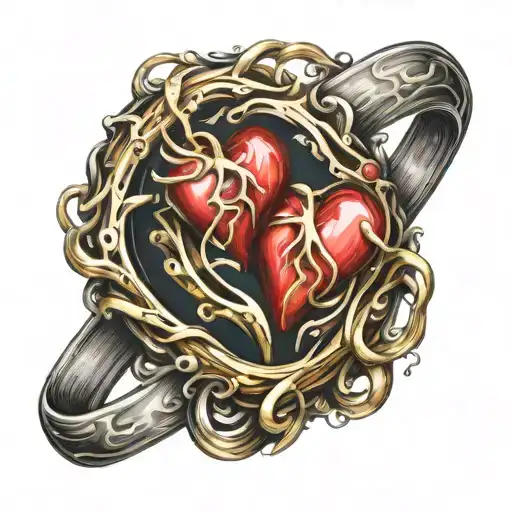 Beating Heart Beat Two Wedding Rings Intertwined
