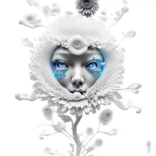 Fairy Face Coming Out Of Chrysanthemum Flower