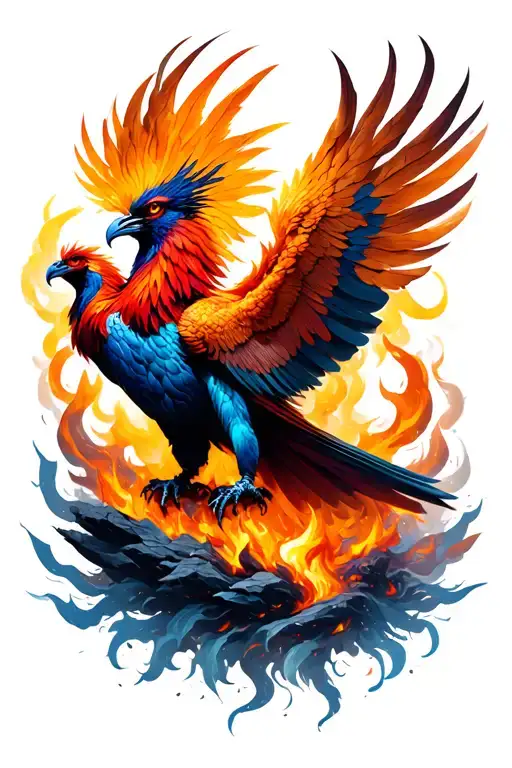 Phoenix Rising From The Ashes Symbolizing Rebirth