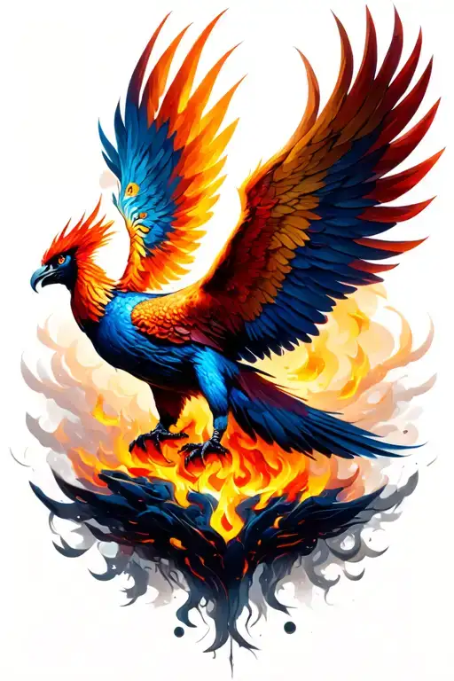 Phoenix Rising From The Ashes Symbolizing Rebirth